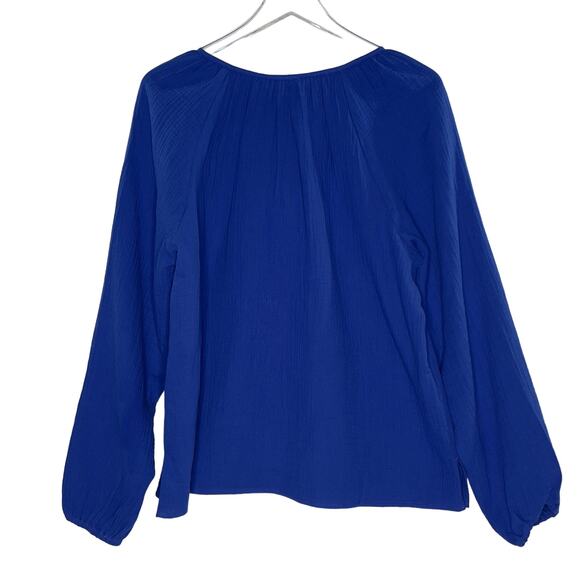 Boden 10 NEW Doublecloth Blouson Sleeve Top Surf the Web Blue *flaw - Picture 3 of 11